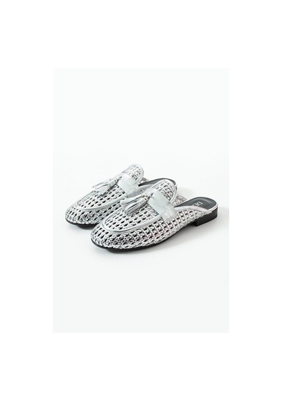 Dericia Shoes Fable Hakiki Deri Günlük Rahat Kadın Terlik Gümüş
