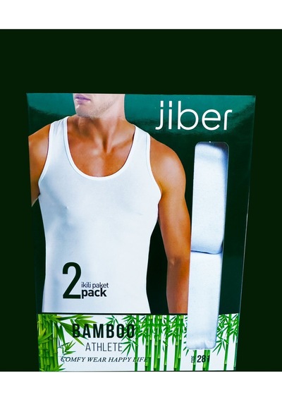 Jiber Bambu Kumaş 2'li Atlet - 281 - %68 Bambu %28 Pamuk %4 Elestan Beyaz
