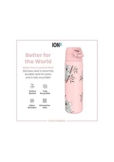Ion8 - İnce Su Termosu - Koala - 500 Ml - Sızdırmaz Çok Renkli