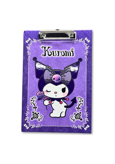 Bakgelal Kuromi Mor Güllü Desenli Metal Mandal Klipsli Sekreterlik Ve Bloknot Altlığı A4 Uyumlu - 9018222117087