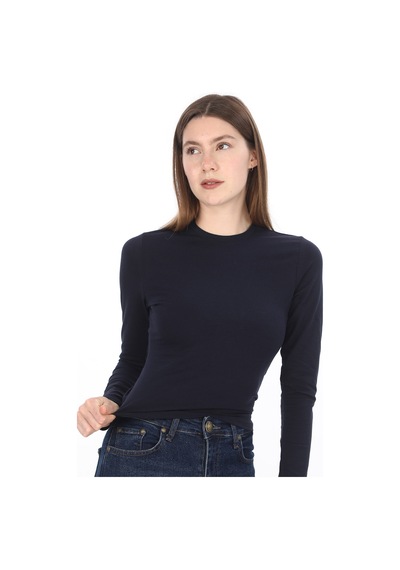 Penyebizden Likralı Pamuk Crop Tişört-slim Fit-lacivert