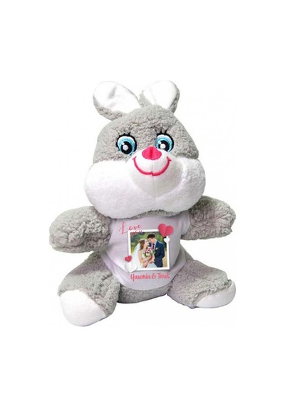 Kişiye Özel Fotoğraf Ve İsim Baskılı Peluş Tavşan Hk2453