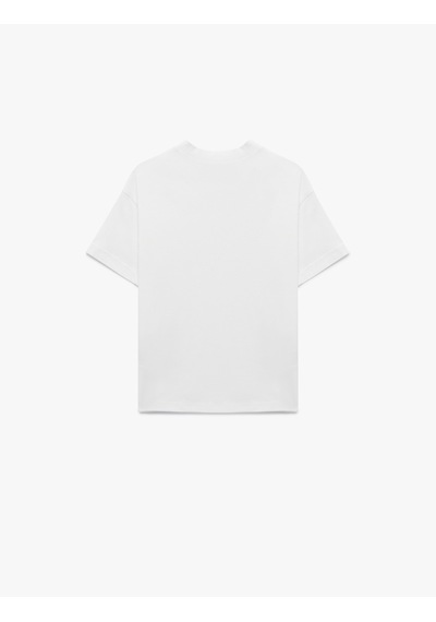 Koton Pamuklu Kısa Kollu Bisiklet Yaka Oversize Basic Tişört Beyaz 6skb10023tk Beyaz