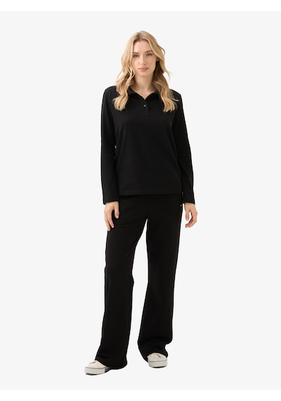 Kadın Polo Yaka T-shirt 60582 - Siyah SIYAH