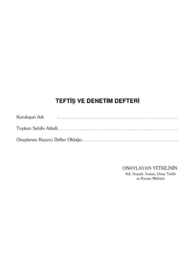Teftiş Ve Denetim Defteri