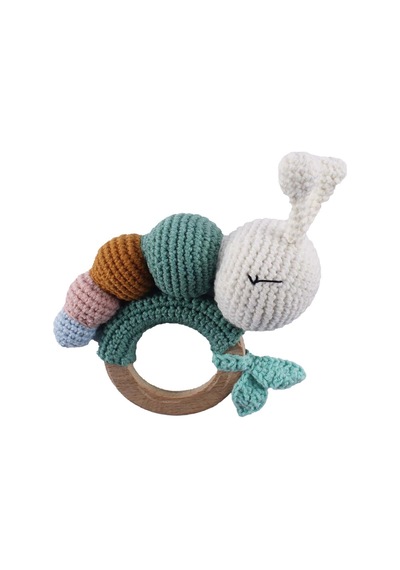 Amigurumi Renkli Tırtıllı Çıngıraklı Diş Kaşıyıcı Çok Renkli