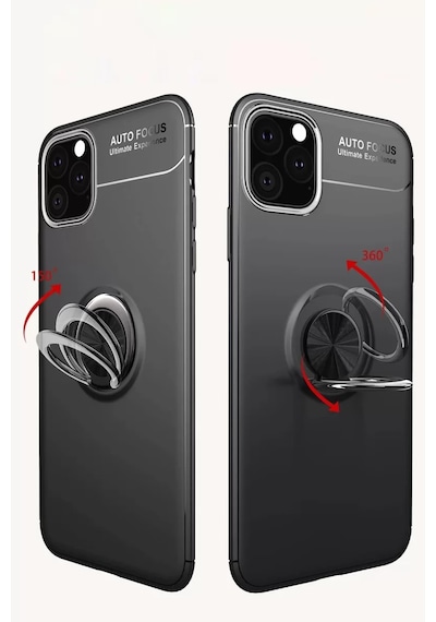 Apple iPhone Uyumlu  Uyumlu 11 Pro Max Kılıf Range Yüzüklü Silikon - Siyah-gold