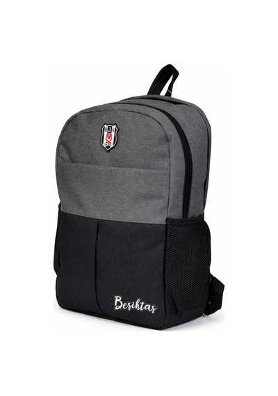 Beşiktaş Lisanslı Siyah Gri Melanj Sırt Çantası - 3 Bölmeli Laptop Gözlü Okul Çantası Çok Renkli