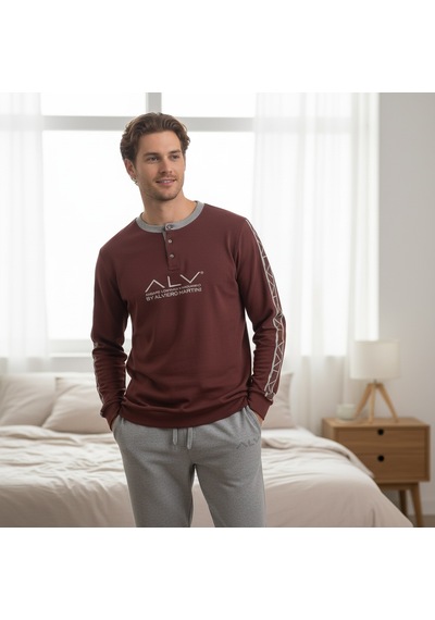 Bonbon Erkek Pamuklu Bohçalık Ve Çeyizlik Kahve Desenli Renk Pijama Takımı Al003 V1 Kahverengi