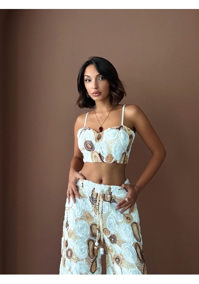 Verymoda Desenli Büstiyer Yazlık Ve Trend Parça F1976 Kahve