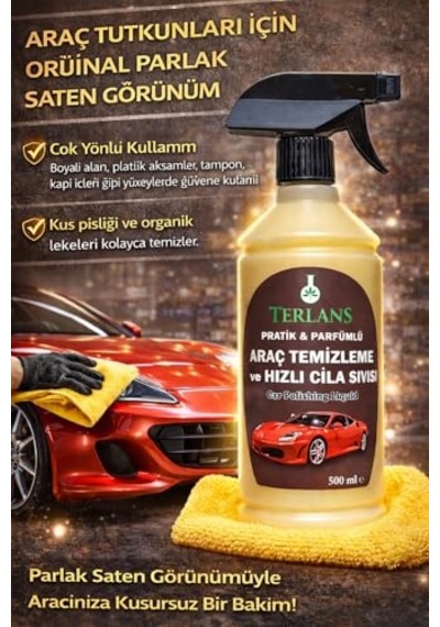 Terlans Araç Temizleyici & Parlatıcı Hızlı Cila 500 Ml Sprey + Mikrofiber Bez Boyalı Yüzey, Plastik Aksam Temizleme Parfümlü Quick Detailer, İz Bırakmaz Parlaklık Terlans Araç Temizleyici & Parlatıcı Hızlı Cila 500 Ml Sprey + Mikrofiber Bez Boyalı Yüzey, Plastik Aksam Temizleme Parfümlü Quick Detailer, İz Bırakmaz Parlaklık