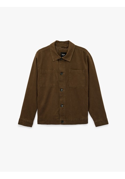 Koton Uzun Kollu Pamuklu Cepli Gömlek Yaka Düğmeli Slim Fit Ceket Kahverengi 6sam20025hw