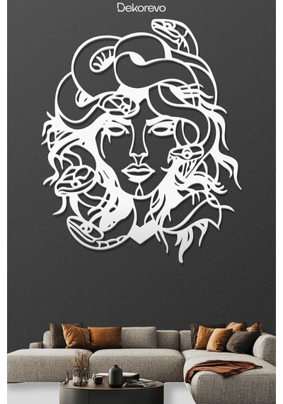 Medusa Metal Duvar Tablosu - Beyaz - 21 X 30 Cm