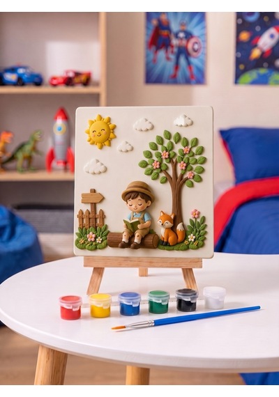 15x15 Ormanda Çocuk Ve Hayvanlar Taş Boyama Seti Çocuk Ve Yetişkin Hobi Kiti