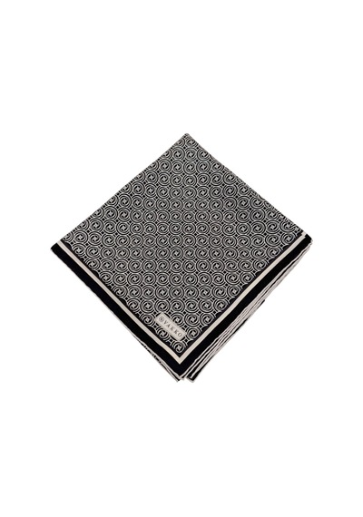 Vakko Twill İpek Eşarp - Helezon Monogram - Siyah Krem