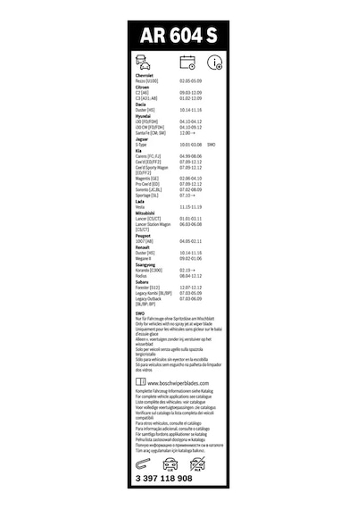 Silecek Süpürgesi - Dacia Duster, Sandero, Palio, Siena - Bosch-3397118908