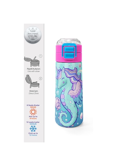 Coral Hıgh Çelik Termos 500 Ml Coral High Kids Unicorn Denizatı Desenli Pipetli Ve Direkt İçim Çelik Termos 500 Ml 38138 Pembe Coral Hıgh Çelik Termos 500 Ml Coral High Kids Unicorn Denizatı Desenli Pipetli Ve Direkt İçim Çelik Termos 500 Ml 38138 Pembe