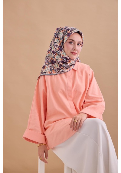 Silk Home Twill İpek Eşarp 11477-05 Ekru, Koyu Mor, Petrol Yeşili, Vizon