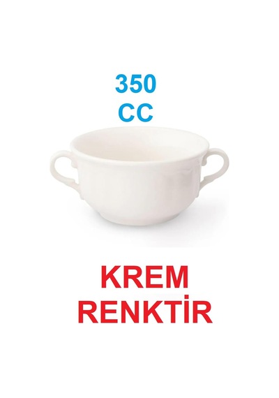 's Krem Renk Çift Kulplu Çorba Kasesi, 12 Cm, 350 Cc, 4 Adet Çok Renkli