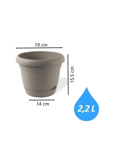 Omnipazar Krs-342 Dekoratif İnci Bitki Çiçek Saksı Takımı 2.2 Litre No 2 Kahverengi