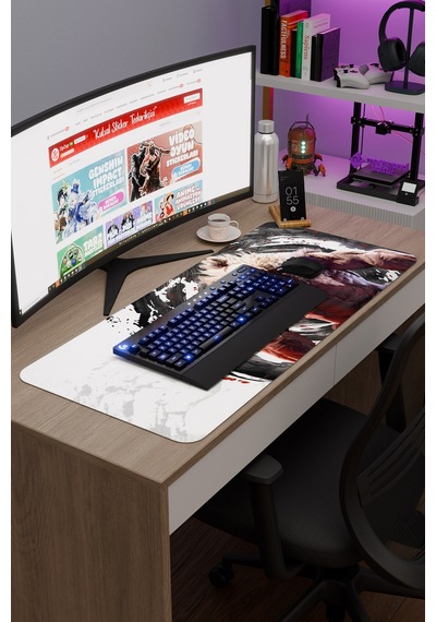 Street Fighter Kaymaz Dikişli Kauçuk Oyuncu Mousepad V4 - 90x40 Xxl Gaming Mouse Pad Fare Altlığı