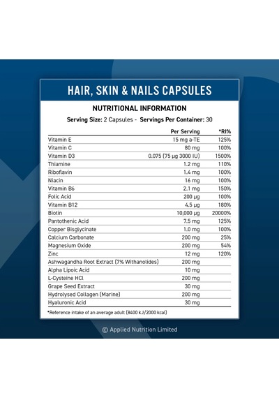 Applied Nutrition Hair, Skin & Nails, 60 Caps