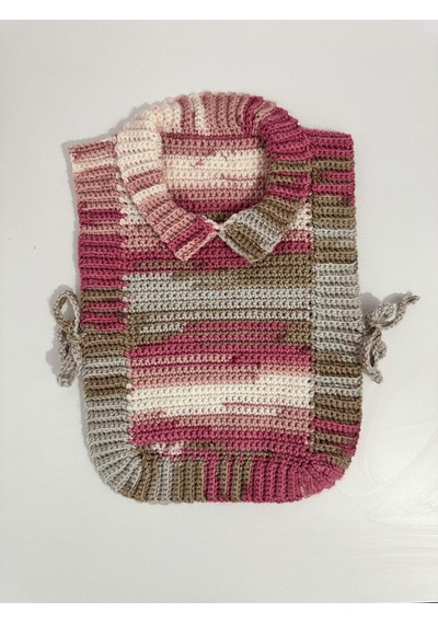 Byehandmade El Yapımı Pembe Renk Bebek Önlük Süveter Çok Renkli