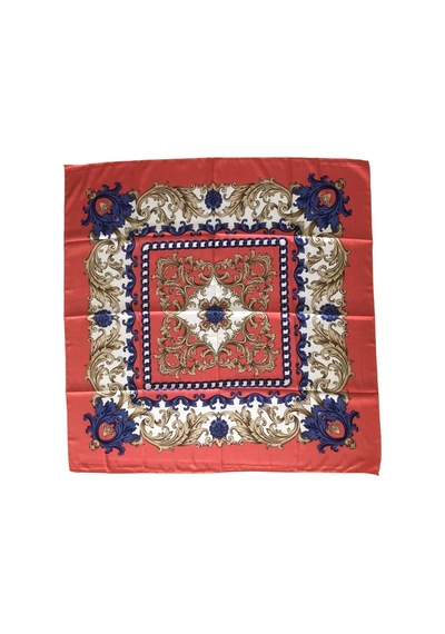 Tikitonki Çiçek Desenli Saten Pudra Pembe Eşarp - 90x90 Pembe Pembe