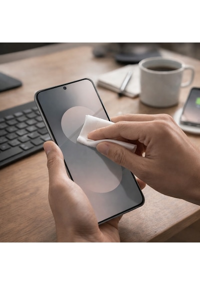 Samsung Galaxy S25 Fe İle Uyumlu Anti Statik Ekran Koruyucu Toz Tutmayan Kırılmaz Cam
