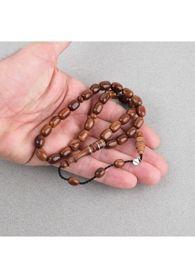 Kuka Gerçek Doğal Lapisdo İmzalı Kapsül Kesim 8x11mm Tesbih Kahverengi