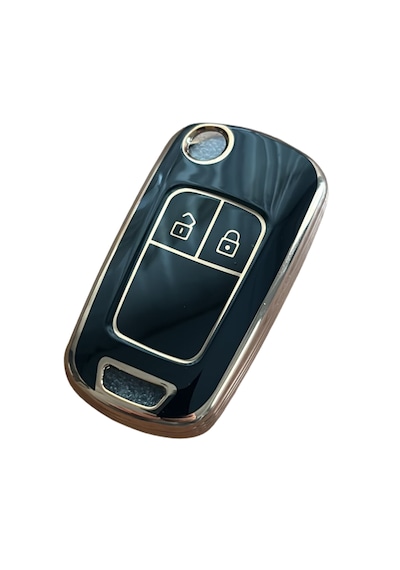 Autohan Keys Astra J, Corsa D, Corsa E, Insignia, Mokka, Meriva Için Akıllı Anahtar Kutusu, Siyah Altın, 2 Düğmeli Anahtar Kılıfı