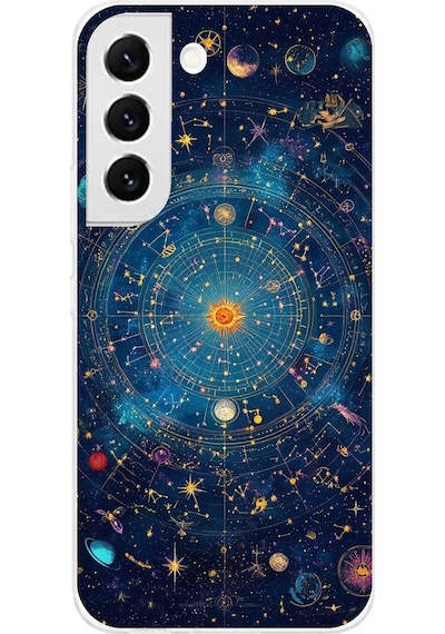 Samsung Galaxy S22 Uyumlu Yıldız Atlası Kozmik Rehber Baskılı Silikon Kılıf Renkli