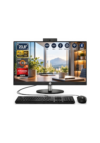 Hp Proone 245 G10 Ryzen 5 7520u 16gb 1tb Ssd 23.8" Fhd Ips Freedos All İn One Pc D4vb9et Atl4 01