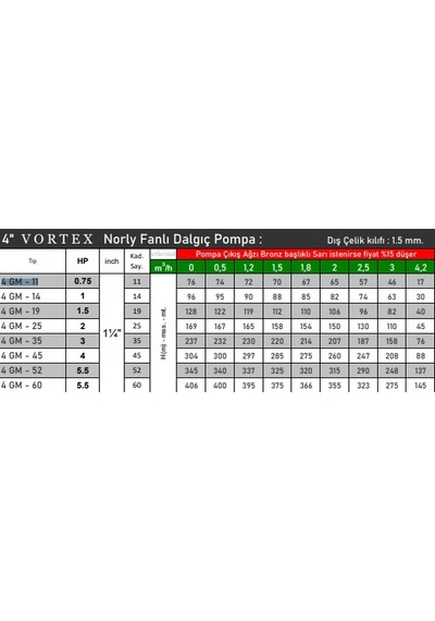 4 Gm - 45 4 Hp Motora Paslanmaz Çelik Başlıklı Norly Fanlı Kum Savaşcısı 4" Dalgıç Pompa Kademesi
