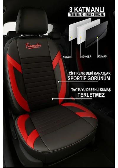 Dacia Duster Laureate 1.5 Dci 110 4x2 E2 I H Md 2015 Uyumlu Spor Serisi Tay Tüyü Kırmızı Oto Kılıfı Tam Set