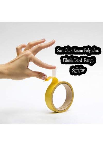 Çift Taraflı Filmik Film Şeffaf Bant Şerit Montaj Bandı 48 Mm X 25 Metre Çok Amaçlı Güçlü 1 Ade