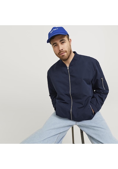 Jack & Jones Büyük Beden Beyzbol Yaka Bomber Ceket- Rush - 12173990 Navy Blazer