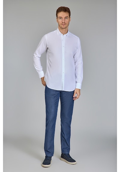 Bisse Klasik Spor Yaka Uzun Kollu Regular Fit Beyaz Erkek Gömlek Gmkls4ksp242045 D01 Beyaz