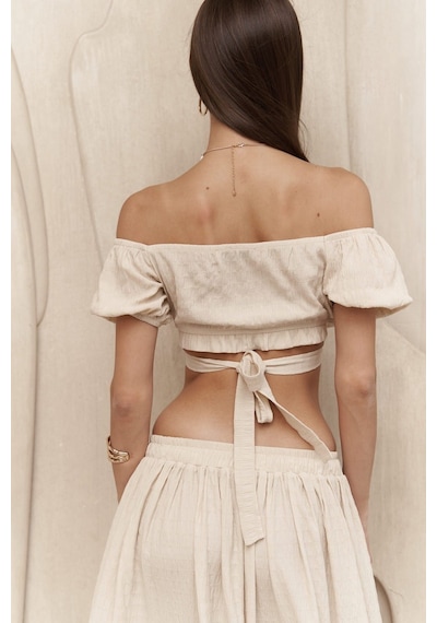 Mai Collection Mai Studios Co. Indriya Bej Crop Etek Takım Bej