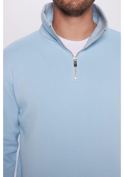 Tudors Unisex Relax Fit Rahat Kesim Pamuklu İçi Polarlı Yarım Fermuarlı Mavi Dik Yaka Sweatshirt-31447 Mavi Tudors Unisex Relax Fit Rahat Kesim Pamuklu İçi Polarlı Yarım Fermuarlı Mavi Dik Yaka Sweatshirt-31447 Mavi