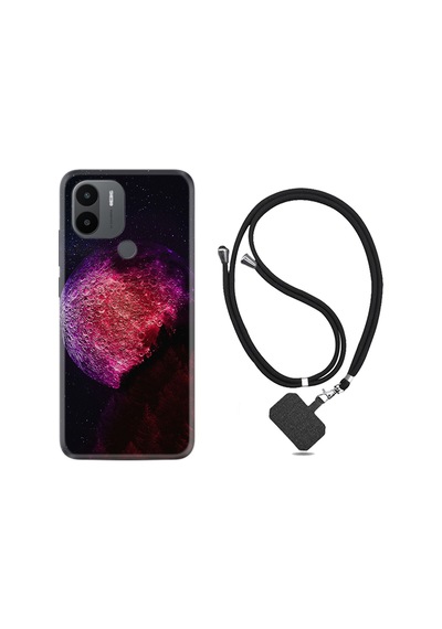 Xiaomi Redmi A1 Kılıf İpli Boyun Askılı Desenli Silikon Kızıl Gezegen 1624