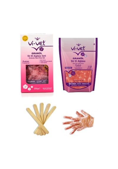 Vi-Vet Pudralı Granül Sir El Ağdası 250 G x 2 + Cezve + Eldiven + Spatula