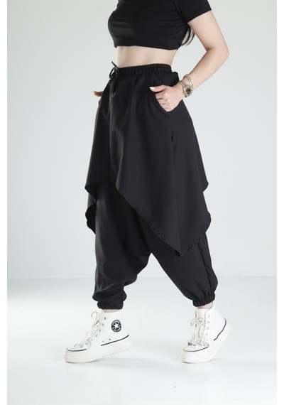Oversize Şalvarlı Jogger Pantolon Coc1479 Siyah