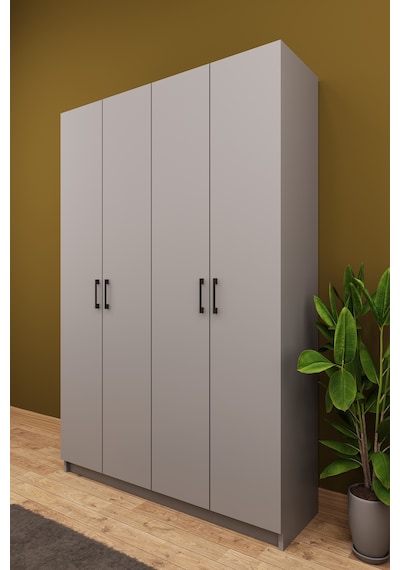 Asra Trend Vestiyer & Portmanto V-08 %100 MDF 4 Kapaklı Geniş Ayakkabılık Kül Gri