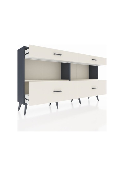 Arges Konsol 2 Raflı 4 Çekmeceli 176x30x99 Antrasit-aytaşı Antrasit-aytaşı