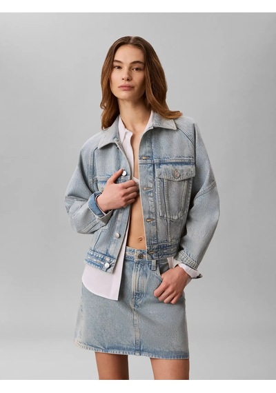 Calvin Klein Branded Boxy Denım J, Yp3 Mavi Kadın Kot Ceket