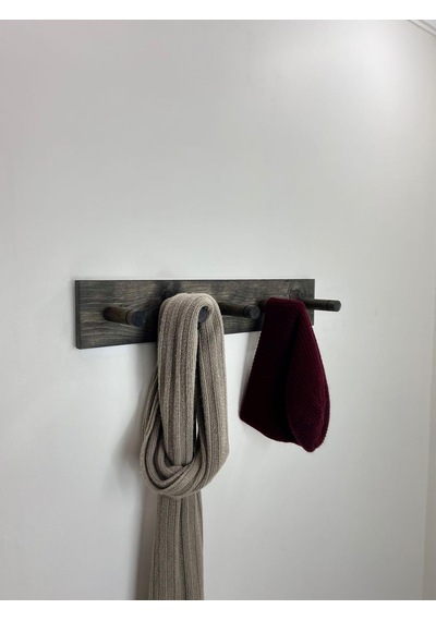 Ahşap Askılık, Ahşap Vestiyer, 5 Askılı Duvar Askılığı Siyah