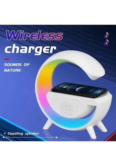 G Akıllı Işık Bluetooth Hoparlör Gökkuşağı 5w Hızlı Kablosuz Şarj Cihazı Rgb Işıklı Masa Lambası Hoparlör Telefon Görüşmesi Yapılabilir Bluetooth Bs-23