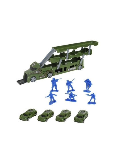 King Toys Arabalı Asker Aksesuarlı 3 Katlı Taşıyıcı Askeri Tır Lal 1111