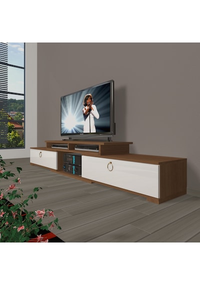 Decoraktiv Flex 130 Mdf Gold Tv Ünitesi Tv Sehpası Ceviz - Beyaz
